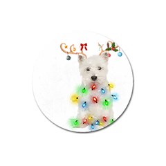 West Highland White Terrier Dog Snow T- Shirt West Highland White Terrier Dog Snow Reindeer Santa Ha Magnet 3  (round) by ZUXUMI