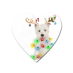 West Highland White Terrier Dog Snow T- Shirt West Highland White Terrier Dog Snow Reindeer Santa Ha Heart Magnet by ZUXUMI