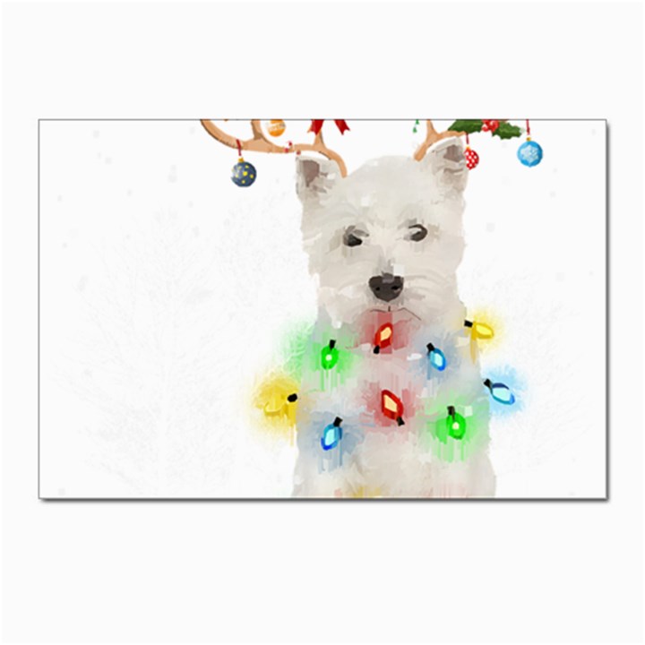 West Highland White Terrier Dog Snow T- Shirt West Highland White Terrier Dog Snow Reindeer Santa Ha Postcard 4 x 6  (Pkg of 10)