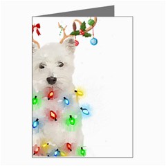 West Highland White Terrier Dog Snow T- Shirt West Highland White Terrier Dog Snow Reindeer Santa Ha Greeting Card by ZUXUMI