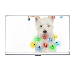 West Highland White Terrier Dog Snow T- Shirt West Highland White Terrier Dog Snow Reindeer Santa Ha Business Card Holder by ZUXUMI