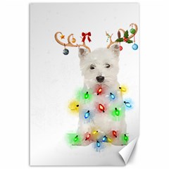 West Highland White Terrier Dog Snow T- Shirt West Highland White Terrier Dog Snow Reindeer Santa Ha Canvas 24  X 36  by ZUXUMI