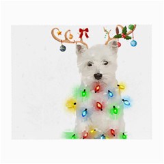 West Highland White Terrier Dog Snow T- Shirt West Highland White Terrier Dog Snow Reindeer Santa Ha Small Glasses Cloth (2 Sides) by ZUXUMI