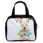 West Highland White Terrier Dog Snow T- Shirt West Highland White Terrier Dog Snow Reindeer Santa Ha Classic Handbag (Two Sides) Front