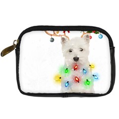 West Highland White Terrier Dog Snow T- Shirt West Highland White Terrier Dog Snow Reindeer Santa Ha Digital Camera Leather Case by ZUXUMI