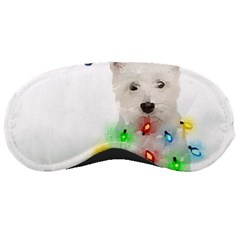 West Highland White Terrier Dog Snow T- Shirt West Highland White Terrier Dog Snow Reindeer Santa Ha Sleep Mask by ZUXUMI