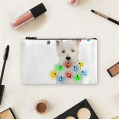 West Highland White Terrier Dog Snow T- Shirt West Highland White Terrier Dog Snow Reindeer Santa Ha Cosmetic Bag (small) by ZUXUMI