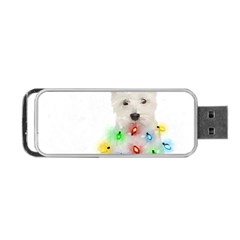 West Highland White Terrier Dog Snow T- Shirt West Highland White Terrier Dog Snow Reindeer Santa Ha Portable Usb Flash (one Side) by ZUXUMI