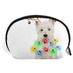 West Highland White Terrier Dog Snow T- Shirt West Highland White Terrier Dog Snow Reindeer Santa Ha Accessory Pouch (Large) Front