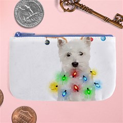 West Highland White Terrier Dog Snow T- Shirt West Highland White Terrier Dog Snow Reindeer Santa Ha Large Coin Purse by ZUXUMI