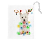 West Highland White Terrier Dog Snow T- Shirt West Highland White Terrier Dog Snow Reindeer Santa Ha Drawstring Pouch (4XL) Front