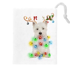 West Highland White Terrier Dog Snow T- Shirt West Highland White Terrier Dog Snow Reindeer Santa Ha Drawstring Pouch (5xl) by ZUXUMI