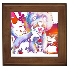 West Highland White Terrier T- Shirt Cute West Highland White Terrier Drawing T- Shirt (4) Framed Tile by ZUXUMI