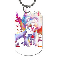 West Highland White Terrier T- Shirt Cute West Highland White Terrier Drawing T- Shirt (4) Dog Tag (one Side) by ZUXUMI