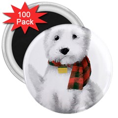 West Highland White Terrier T- Shirt Cute West Highland White Terrier Drawing T- Shirt 3  Magnets (100 Pack)