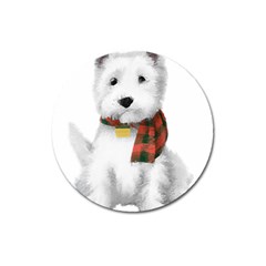 West Highland White Terrier T- Shirt Cute West Highland White Terrier Drawing T- Shirt Magnet 3  (round) by ZUXUMI