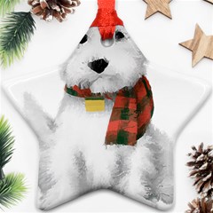 West Highland White Terrier T- Shirt Cute West Highland White Terrier Drawing T- Shirt Star Ornament (two Sides) by ZUXUMI