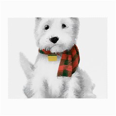 West Highland White Terrier T- Shirt Cute West Highland White Terrier Drawing T- Shirt Small Glasses Cloth (2 Sides) by ZUXUMI