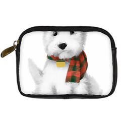 West Highland White Terrier T- Shirt Cute West Highland White Terrier Drawing T- Shirt Digital Camera Leather Case by ZUXUMI