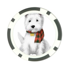 West Highland White Terrier T- Shirt Cute West Highland White Terrier Drawing T- Shirt Poker Chip Card Guard (10 Pack) by ZUXUMI