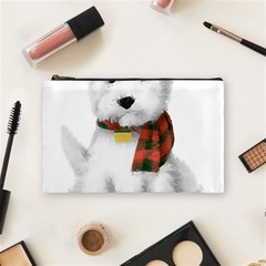 West Highland White Terrier T- Shirt Cute West Highland White Terrier Drawing T- Shirt Cosmetic Bag (medium) by ZUXUMI