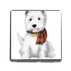 West Highland White Terrier T- Shirt Cute West Highland White Terrier Drawing T- Shirt Memory Card Reader (square 5 Slot) by ZUXUMI