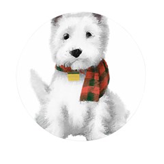 West Highland White Terrier T- Shirt Cute West Highland White Terrier Drawing T- Shirt Mini Round Pill Box by ZUXUMI