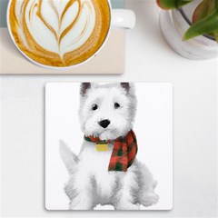 West Highland White Terrier T- Shirt Cute West Highland White Terrier Drawing T- Shirt Uv Print Square Tile Coaster  by ZUXUMI