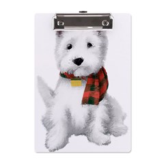 West Highland White Terrier T- Shirt Cute West Highland White Terrier Drawing T- Shirt A5 Acrylic Clipboard by ZUXUMI