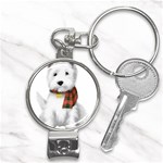 West Highland White Terrier T- Shirt Cute West Highland White Terrier Drawing T- Shirt Nail Clippers Key Chain Front