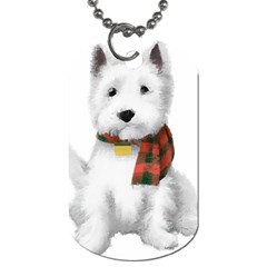 West Highland White Terrier T- Shirt Cute West Highland White Terrier Drawing T- Shirt Dog Tag (one Side) by ZUXUMI