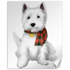 West Highland White Terrier T- Shirt Cute West Highland White Terrier Drawing T- Shirt Canvas 11  X 14  by ZUXUMI