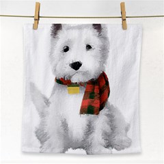 West Highland White Terrier T- Shirt Cute West Highland White Terrier Drawing T- Shirt Face Towel by ZUXUMI