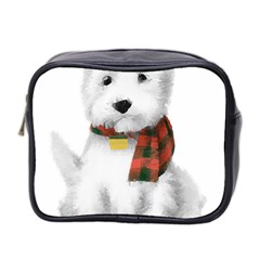 West Highland White Terrier T- Shirt Cute West Highland White Terrier Drawing T- Shirt Mini Toiletries Bag (two Sides) by ZUXUMI