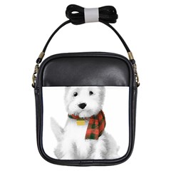 West Highland White Terrier T- Shirt Cute West Highland White Terrier Drawing T- Shirt Girls Sling Bag by ZUXUMI