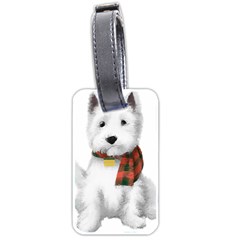 West Highland White Terrier T- Shirt Cute West Highland White Terrier Drawing T- Shirt Luggage Tag (two Sides) by ZUXUMI