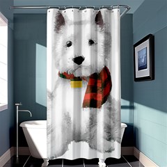 West Highland White Terrier T- Shirt Cute West Highland White Terrier Drawing T- Shirt Shower Curtain 36  X 72  (stall)  by ZUXUMI