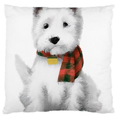 West Highland White Terrier T- Shirt Cute West Highland White Terrier Drawing T- Shirt Large Premium Plush Fleece Cushion Case (two Sides)