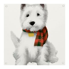 West Highland White Terrier T- Shirt Cute West Highland White Terrier Drawing T- Shirt Banner And Sign 3  X 3  by ZUXUMI