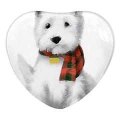 West Highland White Terrier T- Shirt Cute West Highland White Terrier Drawing T- Shirt Heart Glass Fridge Magnet (4 Pack) by ZUXUMI