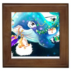 Whale T- Shirt Cute Whale Drawing T- Shirt (1) Framed Tile by ZUXUMI