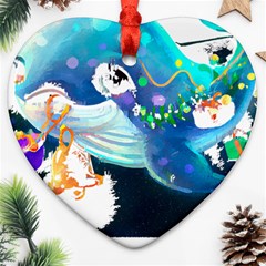 Whale T- Shirt Cute Whale Drawing T- Shirt (1) Ornament (heart) by ZUXUMI