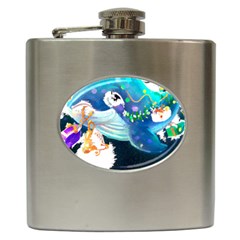 Whale T- Shirt Cute Whale Drawing T- Shirt (1) Hip Flask (6 Oz) by ZUXUMI