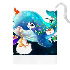 Whale T- Shirt Cute Whale Drawing T- Shirt (1) Drawstring Pouch (5xl) by ZUXUMI