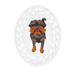 Brussels Griffon T- Shirt White Look Calm Brussels Griffon 01 T- Shirt Ornament (oval Filigree)