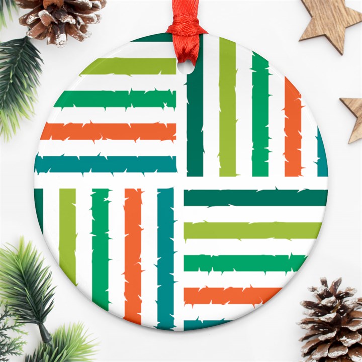 Striped Colorful Pattern Graphic Ornament (Round)