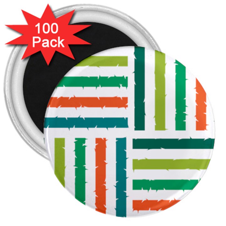 Striped Colorful Pattern Graphic 3  Magnets (100 pack)