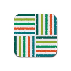 Striped Colorful Pattern Graphic Rubber Coaster (Square)