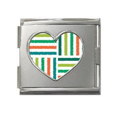 Striped Colorful Pattern Graphic Mega Link Heart Italian Charm (18mm)