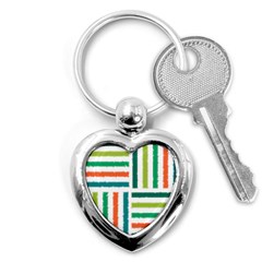 Striped Colorful Pattern Graphic Key Chain (Heart)